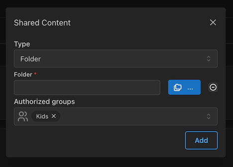 Příklad sdílených skupin obsahu